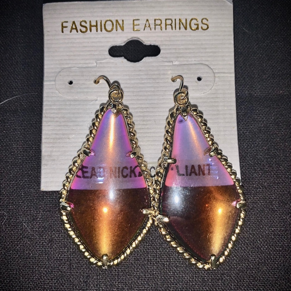 Irridescent Purple Drop Earrings